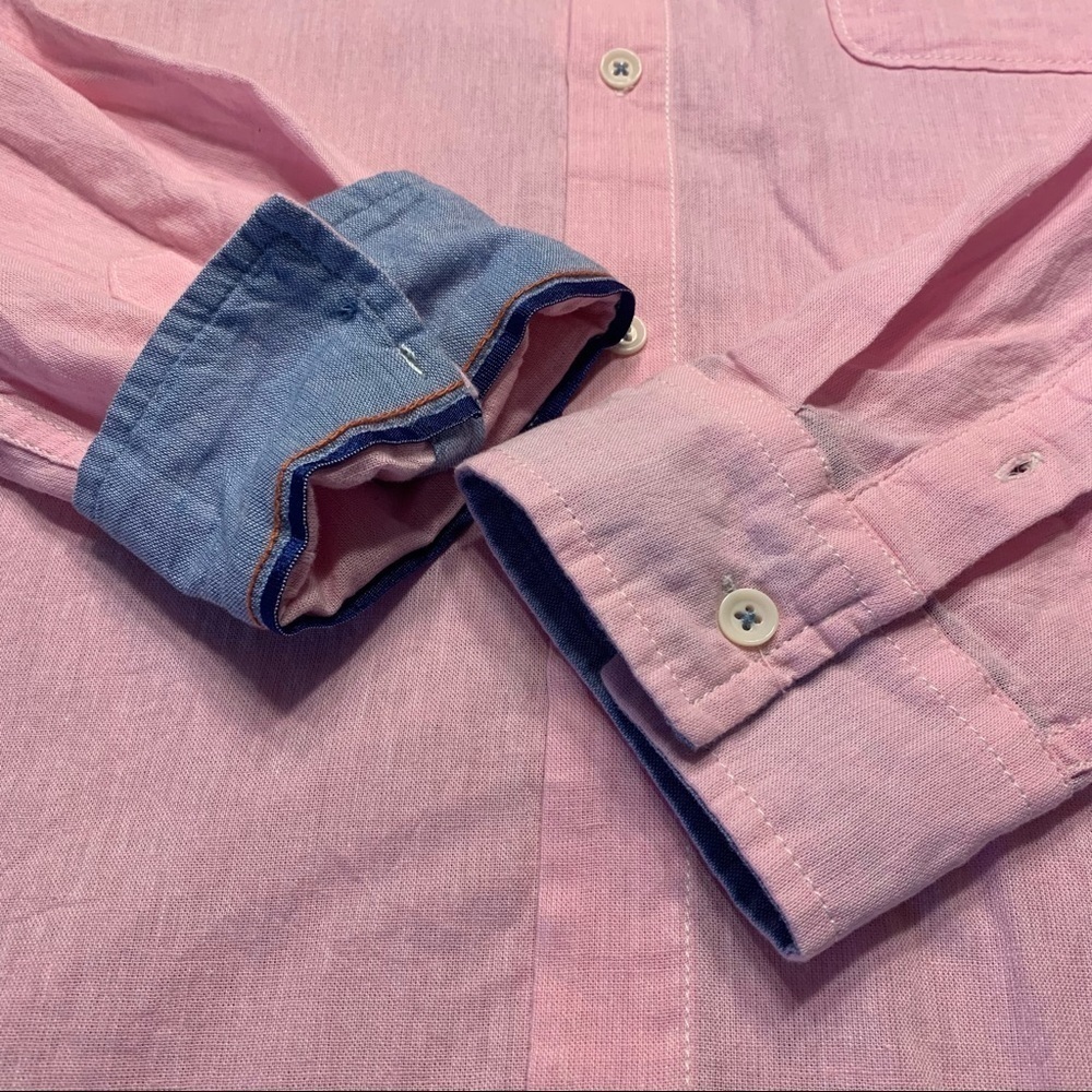 True Grit Washed Melange Linen Long Sleeve Button Down Shirt - Picture 7 of 9